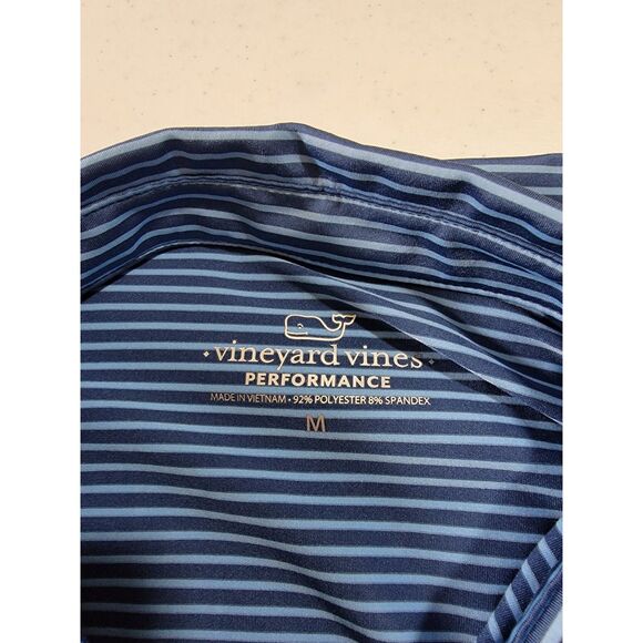 Vineyard Vines Performance Men's Blue Striped Polo Shirt - Medium - Picture 3 of 6